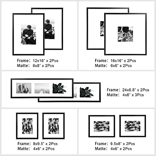 ArtbyHannah Assorted Sizes Gallery Wall Frame Set, Black Picture Frame Collage for Living Room, Staircase & Home Decor (Large)