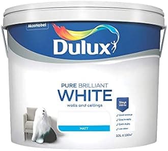 Dulux Matt Emulsion Paint for Walls and Ceilings - Pure Brilliant White 10L