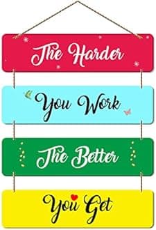 Artvibes The Harder You Work The Better You Get MDF Wood Wall Hanger Ornaments | Quotes Decor Item | Motivational Wall Decor | Wall Poster | Graphic Art | Office Wall Decoration Items (WH_5108NN)
