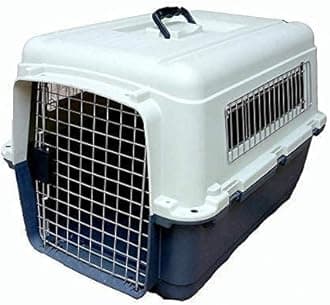 IATA Approved Plastic Flight Cage for Pets, Dog Flight Cage - Grey & White (32 inch Flight cage)