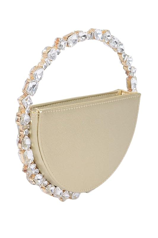 Rhinestone Moon Shape Round Evening Bag Crystal Handheld Circle Clutch Purse for Women’s Parties Weddings Proms