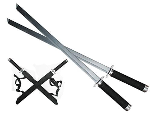 41.75" Dual Two Ninja Swords with X Back Harness Carrying Scabbard