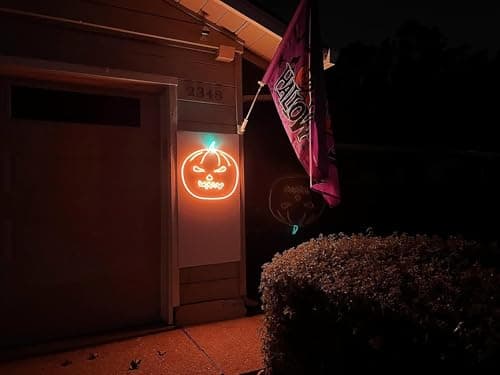 Lamomo LED Neon Lights, 16.4ft Orange Halloween Decorations 0.39In/Cut Neon Light Strip, 12V Flexible Waterproof LED Strip,Silicone Neon Rope Light for Indoor Outdoor Decor（Power Adapter not Included