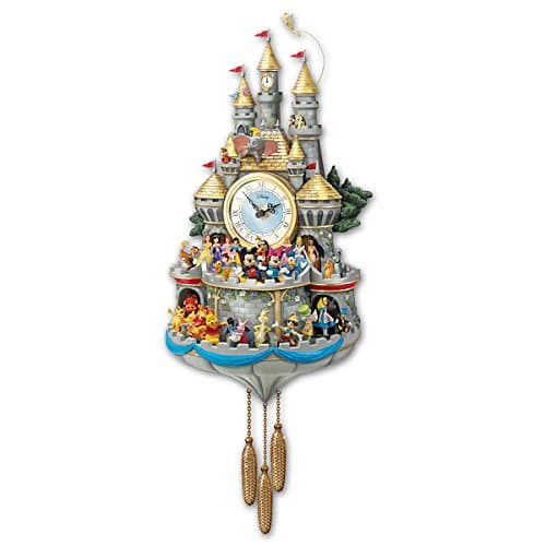 The Bradford Exchange Disney Timeless Magic Musical Wall Cuckoo Clock Masterpiece Handmade With 43 Rotating Characters Castle Windows Light Up Plays Melody A Dream is a Wish Your Heart Makes 20-Inches