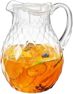 Khen - Wavy - Acrylic Pitcher (66 oz) Clear Plastic Water Pitcher with Lid, Fridge Jug, BPA-Free, Shatter-Proof, Great for Iced Tea, Sangria, Lemonade, Juice, Milk, and More, 750ml, BPA-Free