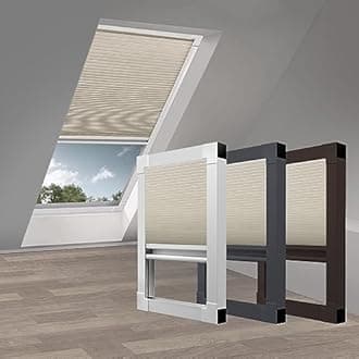 Skylight Blackout Cellular Shades Blinds Cordless Room Darkening Honeycomb Shade Blind for Roof Inclined Plane Rooms Window, Custom Size, Beige