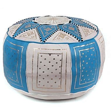 marrocan leather pouf modern Pouffe, Ottoman, (Blue)