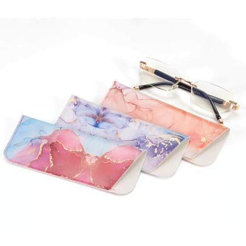 3 Pack Reading Glasses Pouch - Soft Eyeglasses Bag Portable Cloth Eyewear Case