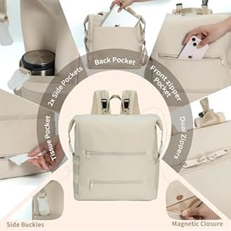 Omanmoli Diaper Bag Backpack,Large Neoprene Baby Bag for Boys Girls with 15 Diaper Bag Organizer,2 Insulated Pockets,Changing Pad,Stroller Straps,White