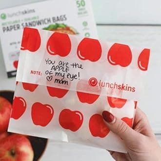 Lunchskins Paper Sandwich Bags - Sealable, Recyclable & Grease-Resistant - Disposable Snack Bags for Kids & Family - Self-Adhesive Closure for Freshness - Perfect for On-the-Go & Home Use