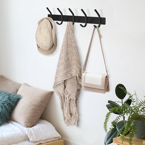 GlazieVault Coat Rack Wall Mount - Stainless Steel Coat Rack (2 Pack) - Heavy Duty Coat Hooks Wall Mounted - Coat Hanger for Hat Towel Robes Jacket Clothes for Bathroom Entryway (Black J)