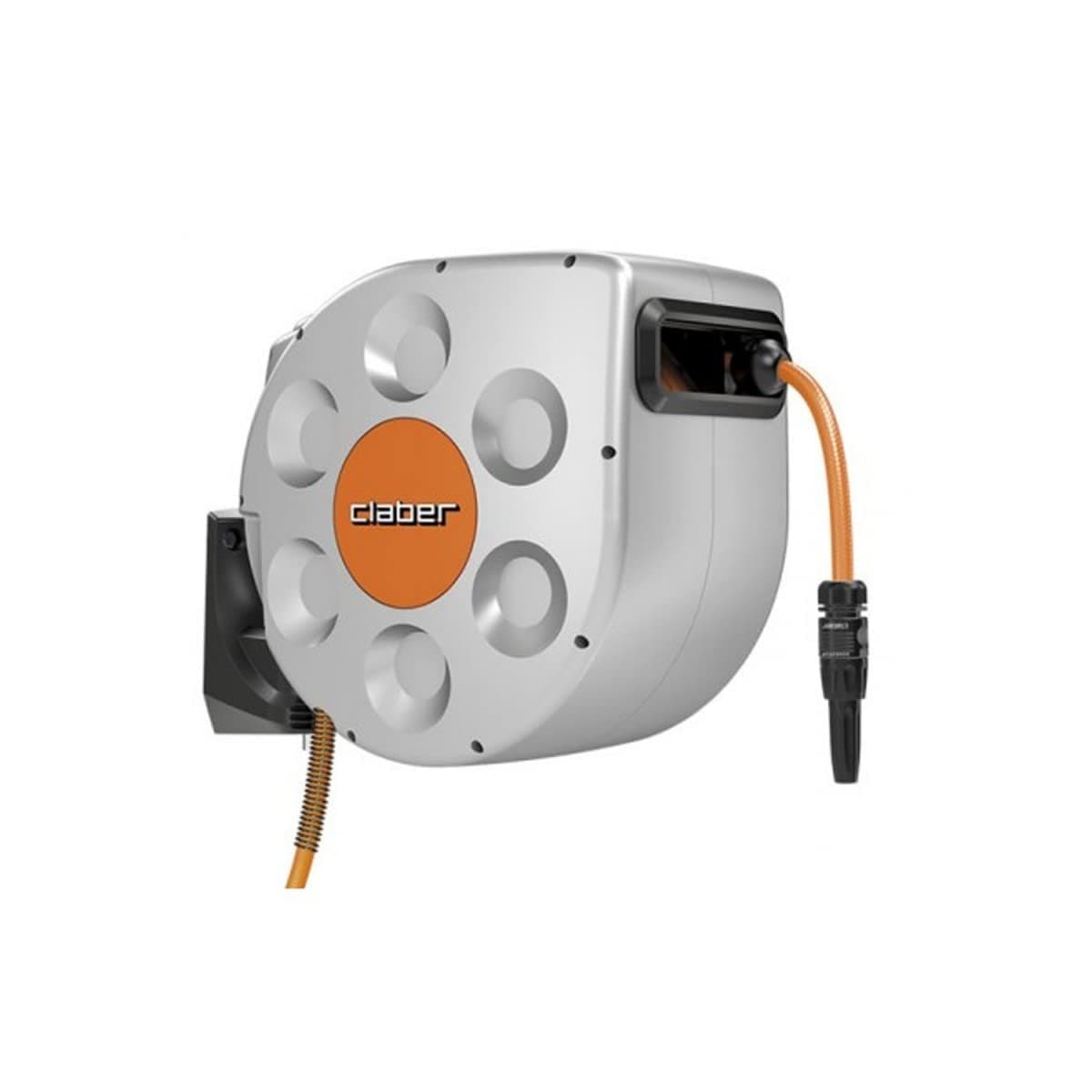 Claber 8990 Hose Reel with Automatic Reeling, 20 m (Black/Orange/Grey)