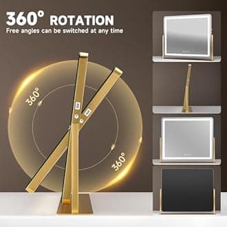 Hasipu Vanity Mirror with Lights, 75 x 55cm LED Make up Mirror, Light up Mirror with 10X Magnification and Brightness Adjustment, 3 Color Dimmable, Smart Touch & 360° Rotation