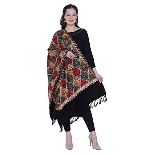 SWI WITH LABEL Women's Kashmiri Aari Embroidered Wool Stole