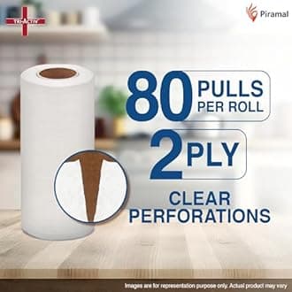 Tri-Activ Washable & Reusable Kitchen Towel Roll | 80 Pulls per Roll, 240 Sheets Pack of 3 | Highly Absorbent Kitchen Tissue Roll | Non Woven Fabric | Better alternative to Paper Tissue Roll | White
