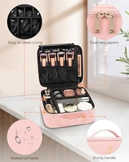 Relavel Rolling Makeup Case, Makeup Backpack Professional Makeup Artist Train Case