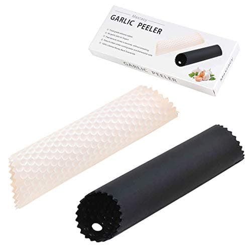 2 Set Silicone Garlic Peeler Easy Roller Tube Useful Garlic Odorfree Kitchen Tool (Black,Clear)