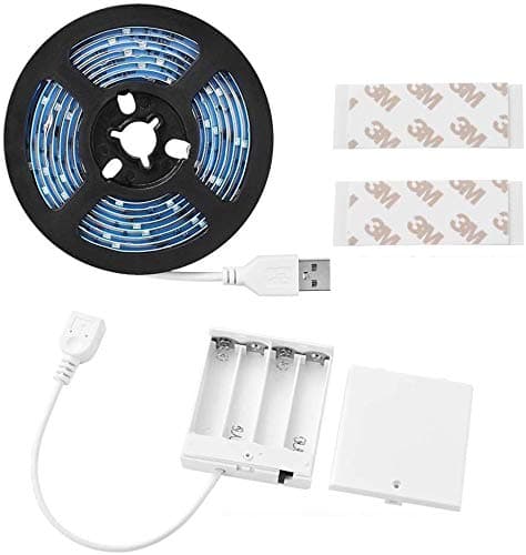 LED Strip Lights, USB Battery Powered Cool White USB LED Light Strip Kit 6.6FT/2m Waterproof Super Bright LED Tape Light