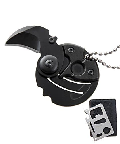 SainCool Coin Folding Knife EDC Self Defense Coin-shape Mini Survival Pocket Keychain Knife with Guardman 11 in 1 Beer Opener Survival Credit Card Tool Fits Perfect in Wallet (Black)