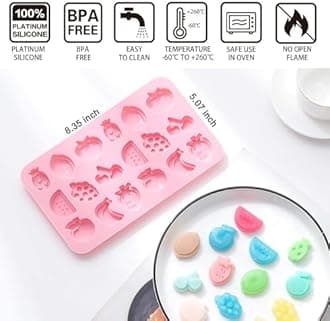 Verdental Fruit Shape Silicone Candy Molds, Non-stick Cake Decoration Mold for Hard Candy, Chocolate, Ice Cubes,Gummy, Caramel, Ganache (2 Pieces)