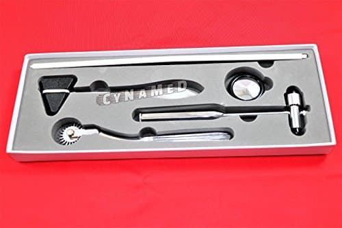 NEW Premium Neurological DIAGNOSTIC 4 pcs SET Reflex Hammer set Pinwheel, Taylor hammer Queen Square, Buck hammer-BLack (CYNAMED BRAND)