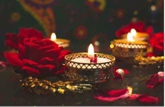 Divyakosh Rangoli Tealight/Candle Holders for Diwali, Event Decoration, Home Decoration, Wedding and Religious Festival (Rose - 8 Pc)