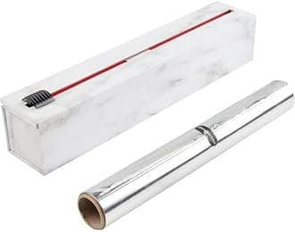ChicWrap Carrara Marble Refillable Foil Dispenser - Includes One 12"x 30' Roll of Professional Grade Aluminum Foil - Reusable Dispenser w/Slide Cutter - Kosher Certified
