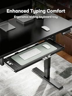 Marsail 48"x24" Electric Standing Desk, Adjustable Height Home Office Desk with Storage Bag, Headphone Hook, and 4 Memory Presets. Ideal Stand-Up Desk for Study, Writing, Work, and Computer Use.