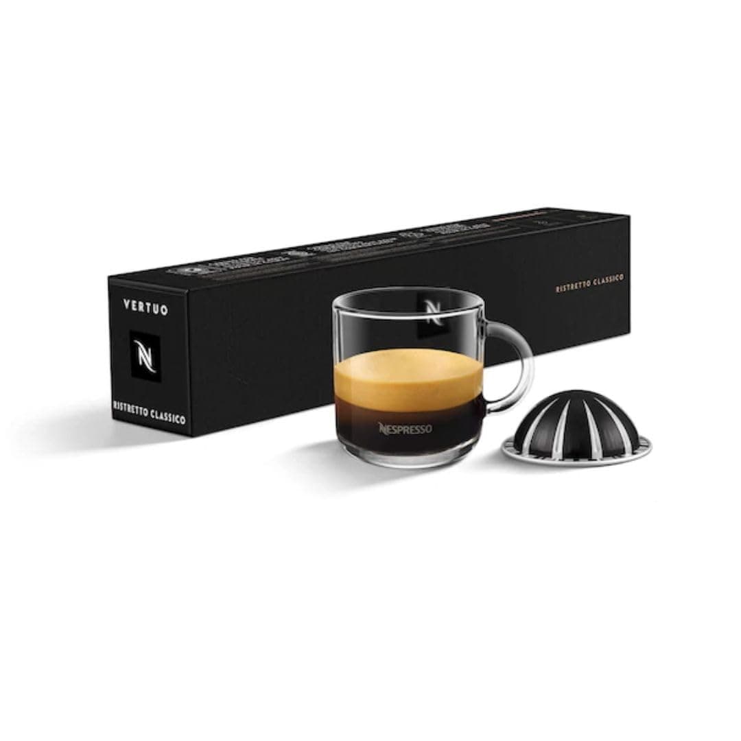 VertuoLine Ristretto Classico Roasted Ground Coffee Capsules, Intensity 9, Compatible with VertuoLine Machine only, 10 Capsules in 1 Sleeve