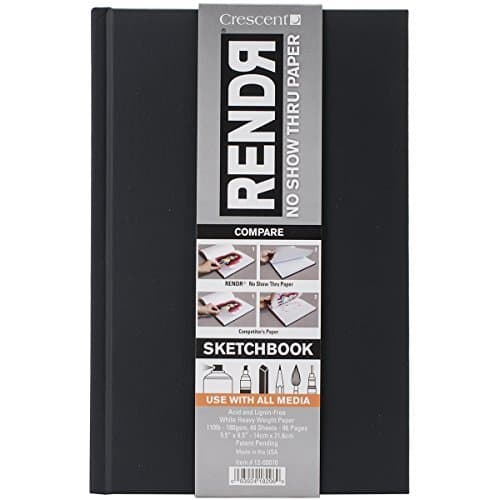 Crescent RendR No Show Thru Hardbound Sketchbook 5 1/2 in. x 8 1/2 in. hardbound sketchbook of 48 sheets by Rendr