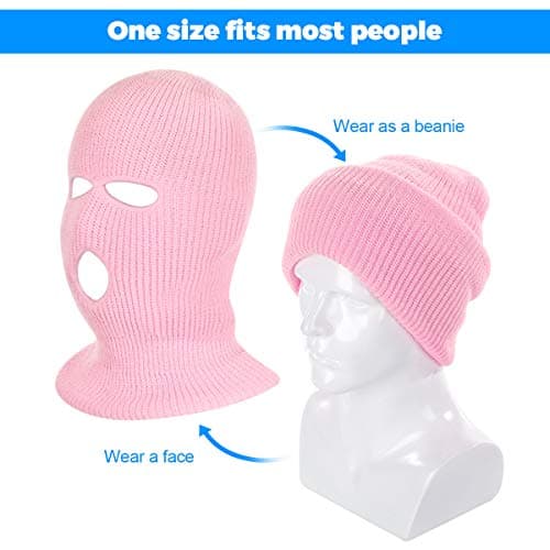 2 Pieces 3-Hole Full Face Mask Cover Ski Mask Winter Balaclava Cap Knitted Face Cover for Winter Outdoor Sports
