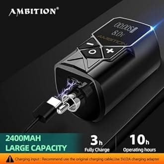 Ambition Torped Tattoo Machine Kit - Rotary Tattoo Machine Cartridges Short Pen with 1800mAh Tattoo Power Supply Brushless Motor for Professional Tattoo Artist