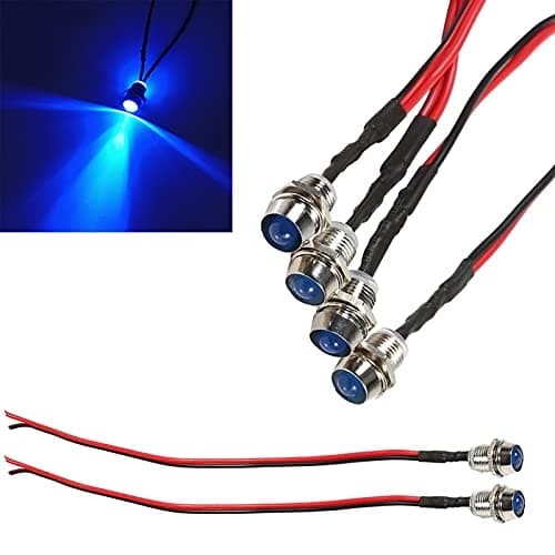 6pcs 1/2"LED Metal Signal Indicator Light 12V/24V DC Warning Lights with 200mm Wire for Car Trucks Boats Computer Bumper, Grille, Cars Interior, Dash, Ambient Lighting, Motorcycle