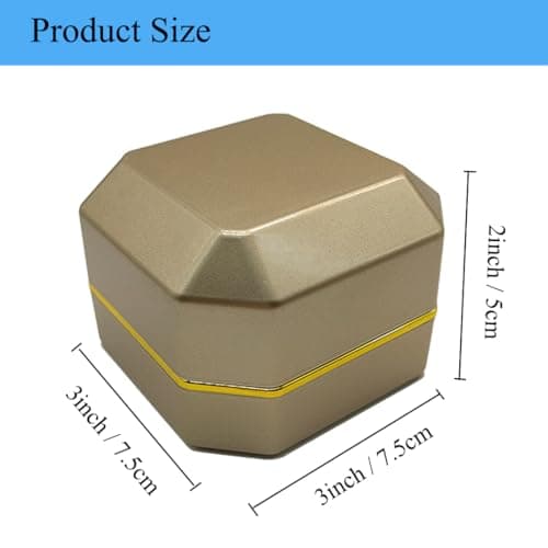 GBYAN Ring Box with LED Light Plastic Jewelry Display Gift Box for Proposal,Engagement, Wedding, Gold