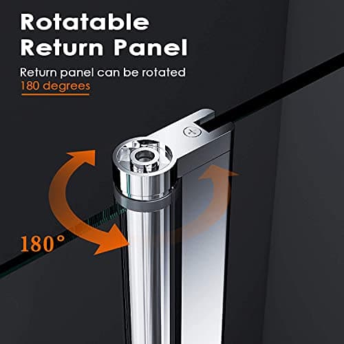 ELEGANT 1200mm Frameless Wet Room Shower Screen Panel 8mm Easy Clean Glass Walk in Shower Enclosure with 300mm Return Panel and Support Bar