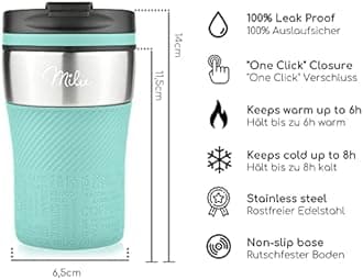 Insulated Travel Coffee Mug 7oz - Hot & Cold Travel Mug - Double Wall Vacuum Insulated Cup for Coffee, Tea & Drinks - Spill Proof (Teal, 7oz (210ml))