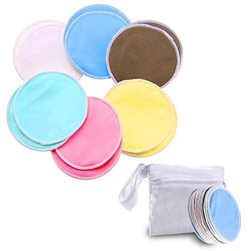 Organic Bamboo Nursing Pads (12 Pack) with Bonus Laundry Bag by Everove - Washable Breastfeeding Pad are Super Soft, Reusable and Hypoallergenic - Dermatologist Tested