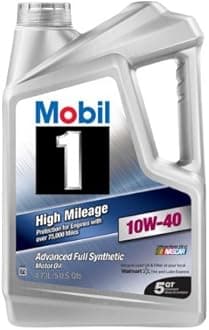 Mobil 10W-40 High Mileage Full Synthetic Motor Oil for Car, Truck , 5 qt