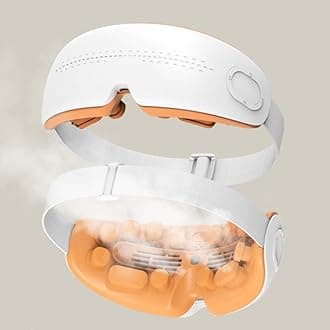 Eye Massager with Heat & Cooling, Voice Control Eyeris Massager, Eyes Care with 5 Massage Modes, Smart Eye Mask for Relax Eyes, Reduce Eyes Strain, Mothers Day Birthday Gift (White, Voice Assistance)