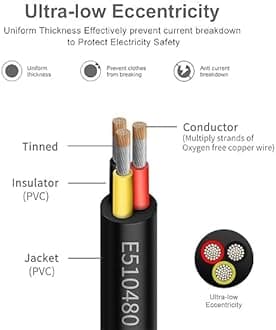 24 Gauge 3 Conductor Electrical Wire 150FT, UL 2464 24 AWG 3 Wire Cable Tinned Copper PVC Stranded 24/3 Core for LED Lighting, Outdoor Low Voltage Extension Cable, Automotive etc.