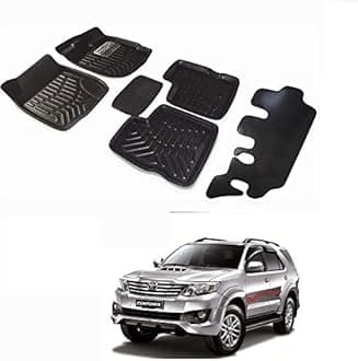 Kozdiko Car 3D Mats Foot Mat Black Color Set of 7 Pcs for Toyota Fortuner