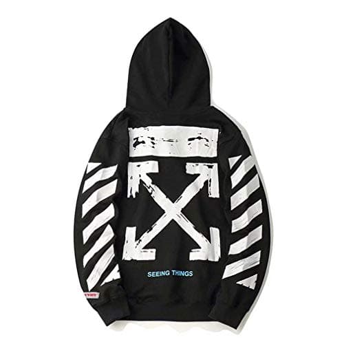 Pagcome Off OW Men's Hoodies Long Sleeve White Personalized Crew Neck Sweater for Couples Fashion Sweatshirt