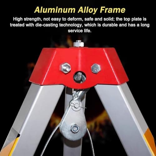 Heavy Duty Rescue Tripod System with Winch & Safety Harness - Confined Space Tripod Kit for Wells Manhole Sewer Tunnels (1200LBS Winch+Safe Belt)