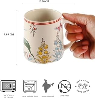 miah decor Ceramic Matte Printed Tea Coffee Mug Set of 6 Studio Potery Drinkw...