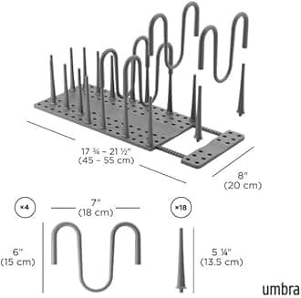 Umbra Peggy Cookware Organizer, Kitchen Cupboard Organizer Tray - Adjustable Storage System Food Containers, Cookware, Serveware, Bakeware and More, Charcoal