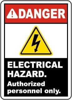 Danger Electrical Hazard. Authorized Personnel only Sign, Water Proof PVC Sticker