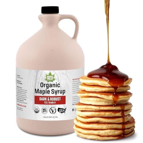Maple Valley Organic Pure Maple Syrup, Dark & Robust Better Than Pancake Syrup, Use for Coffee or All-Natural Sugar Substitute in Cooking and Baking (128oz Plastic Jug)