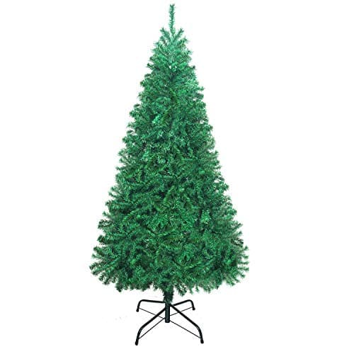 UHINOOS Hinged Artificial Christmas Tree,Unlit Xmas Decoration Tree with Foldable Solid Metal Stand-Green (7.5FT)
