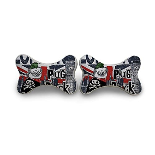 Enjoy It Pug RUCK Neck Pillow Bone-Shape Memory Foam Travel Pillow, One Pair