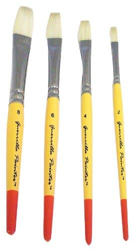 Guerrilla Painter Short Handle Bristle Brush, Set of 4, Flats